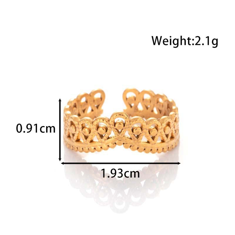 Wholesale titanium steel ring adjustable  crown lace  jewelry