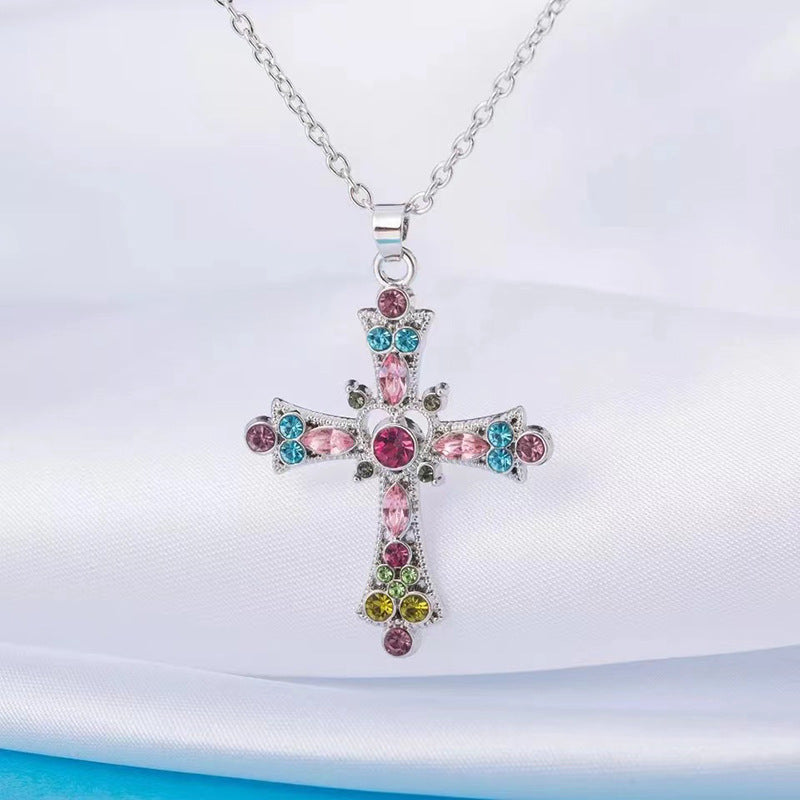 Wholesale Bohemian Style Crystal Cross Pendant Necklace