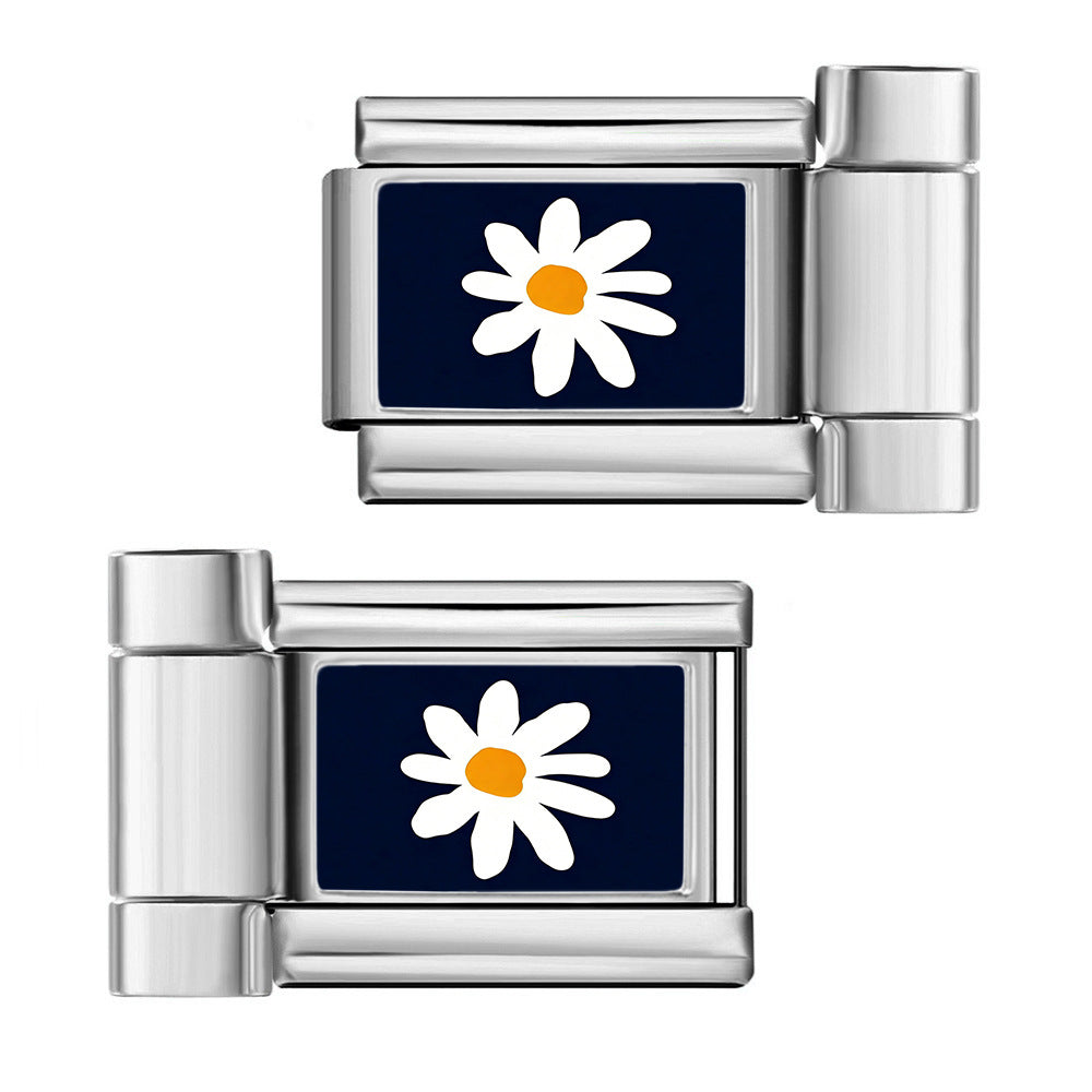 Wholesale Stainless Steel Electroplated Flower Pattern Watch Strap Connector DIY Bracelet Tool for Boutique Resale