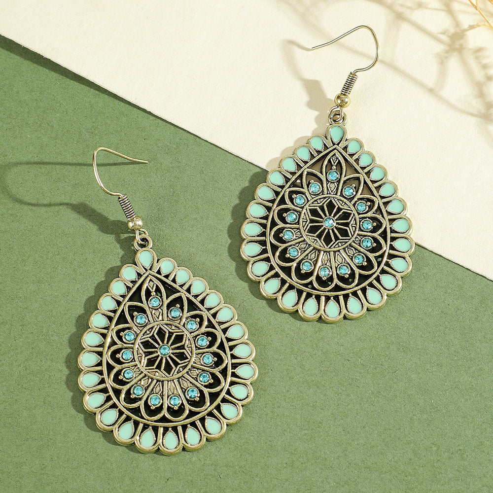 Wholesale Bohemian Tree of Life Tassel Earrings Green Fashion Jewelry Accessory Gift