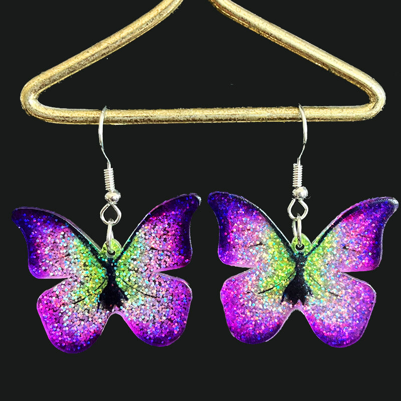 Wholesale 2 Pairs/pack Flower Butterfly Shiny Acrylic Earrings ACC-ES-HY027