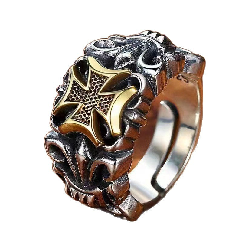 Wholesale Vintage Cross Anchor Ring Mens Hip Hop Style Punk Jewelry Accessory Gift