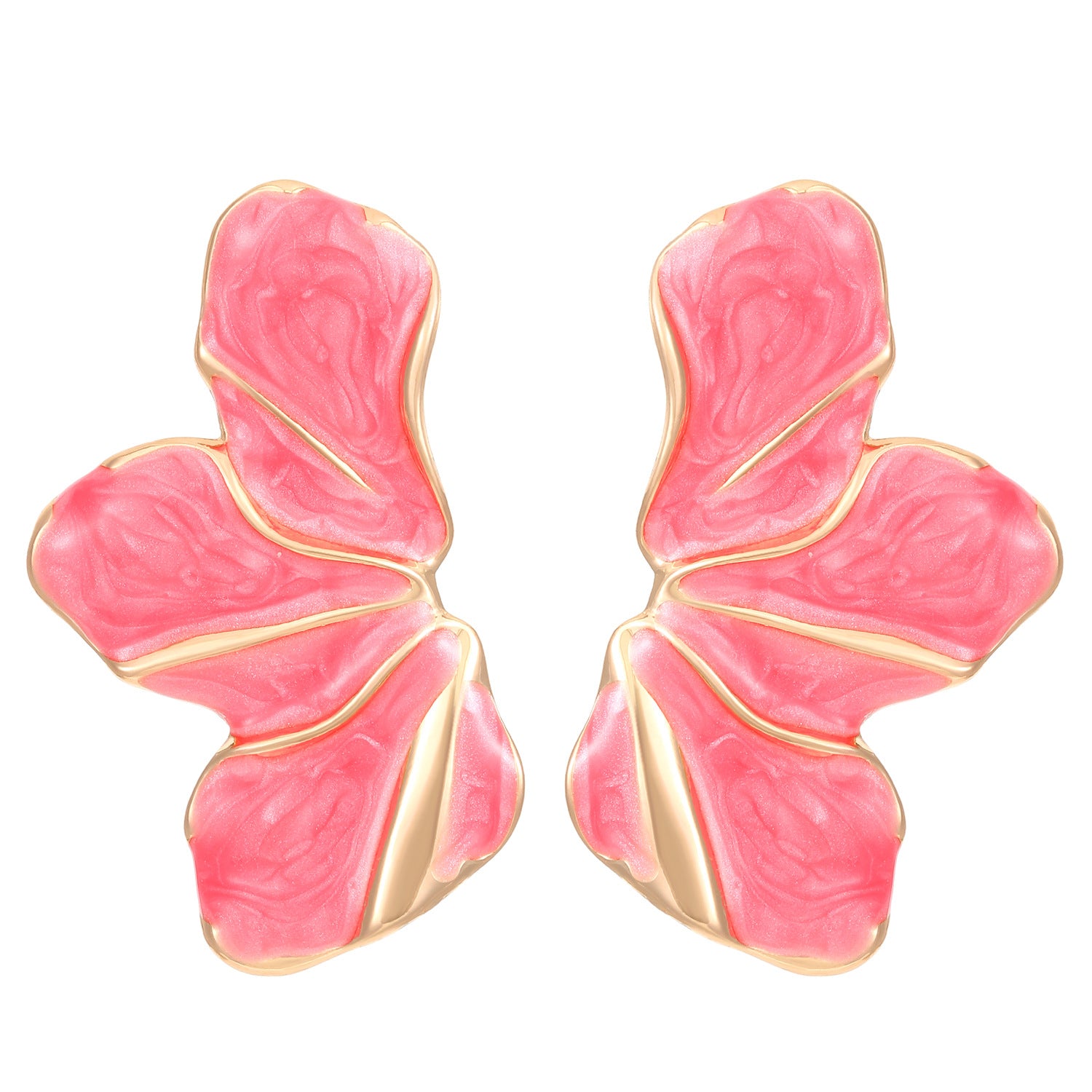 Wholesale Trendy Colorful Drip Oil Irregular Flower Earrings For Women Floral Petal Jewelry Accessory Party Wear