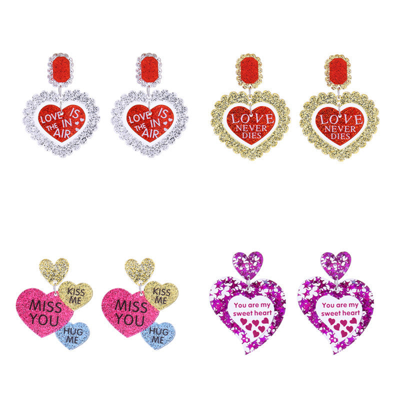 Wholesale Valentine's Day  Lover Text Acrylic Earrings