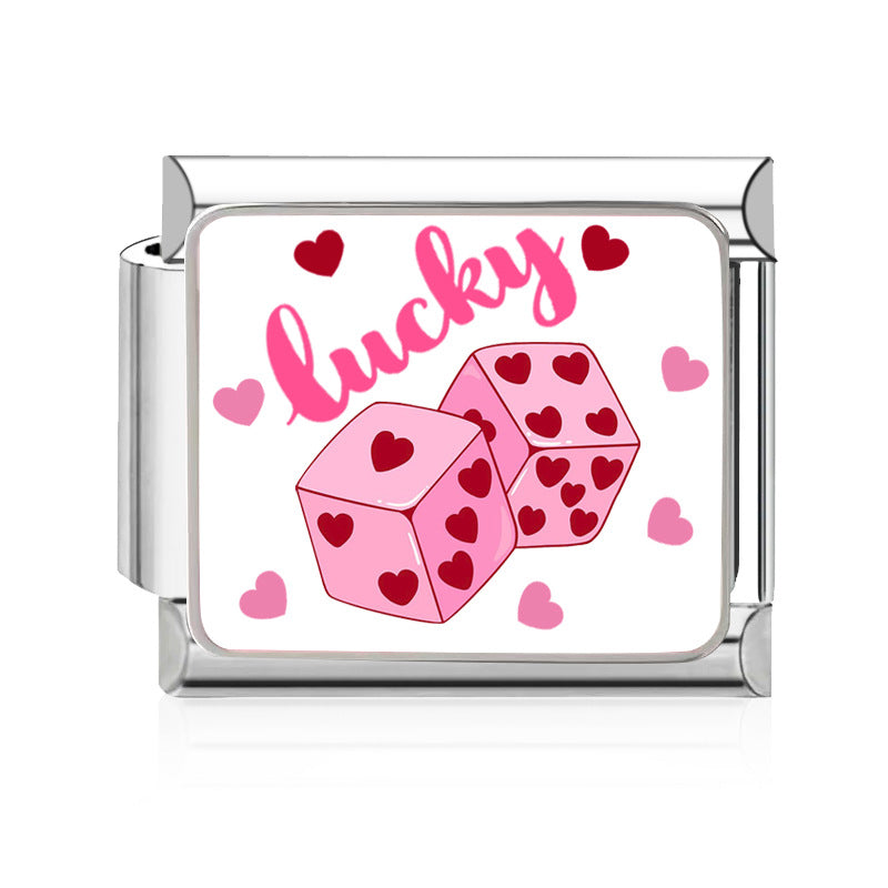 Wholesale 9mm Italian Charm Starter Bracelets DIY Pink Heart Series Stainless Steel Composable Bracelet