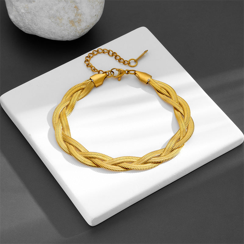 Wholesale Stainless Steel Woven Snake Bone Bracelet Three Colors Jewelry Accessory for Everyday Wear