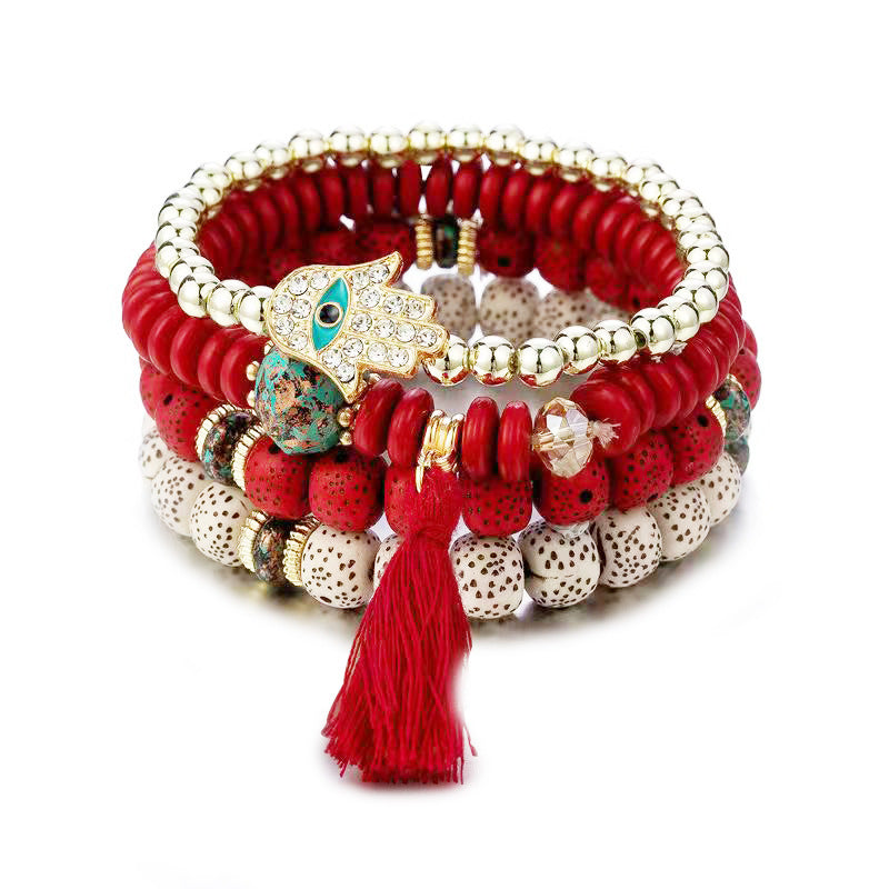 Wholesale Bohemian Evil Eye Palm Multilayer Beaded Bracelet ACC-BT-NaiHong001