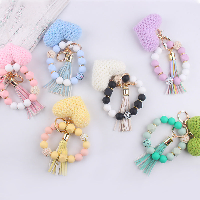 Wholesale Cartoon Wool Love Bracelet Keychain