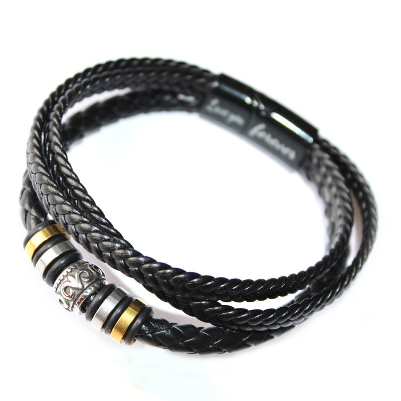 Wholesale Ethnic Style Leather Bracelets Men's Multi-layer Braided Magnetic Clasp Bracelet ACC-BT-Yima001