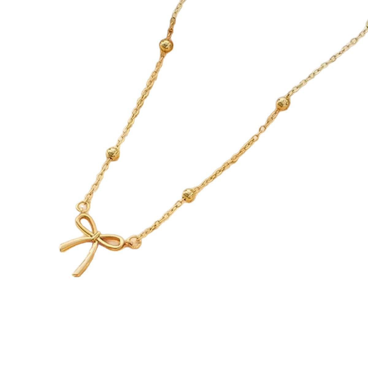 Wholesale Stainless Steel Real Gold Plated Butterfly Bow Pendant Necklace,  Sweet Design for Women Jewelry Accessory