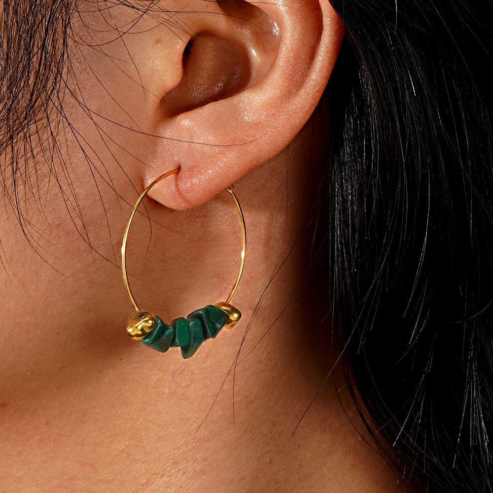 Wholesale Pink Green Natural Stone Earrings