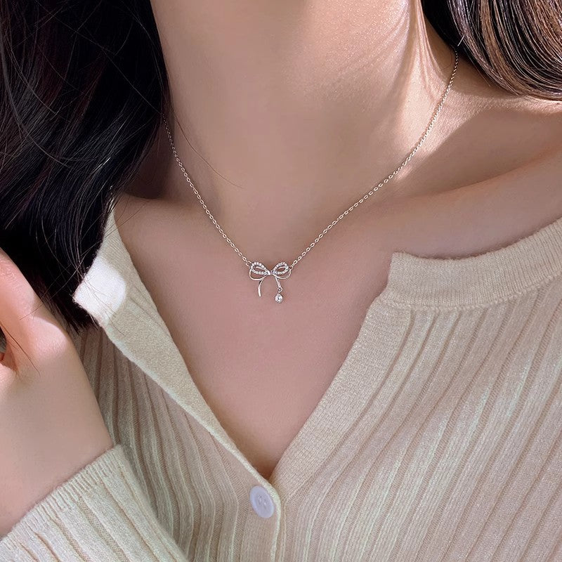 Wholesale s999 silver bow necklace