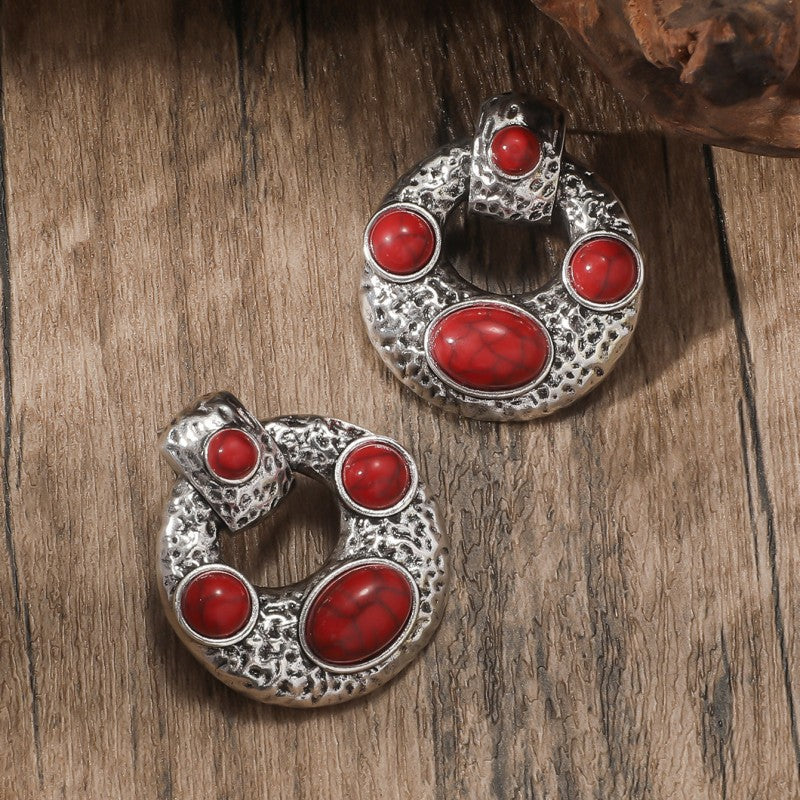 Wholesale Bohemian Vintage Ethnic Style Turquoise Earrings ACC-ES-JunJie003