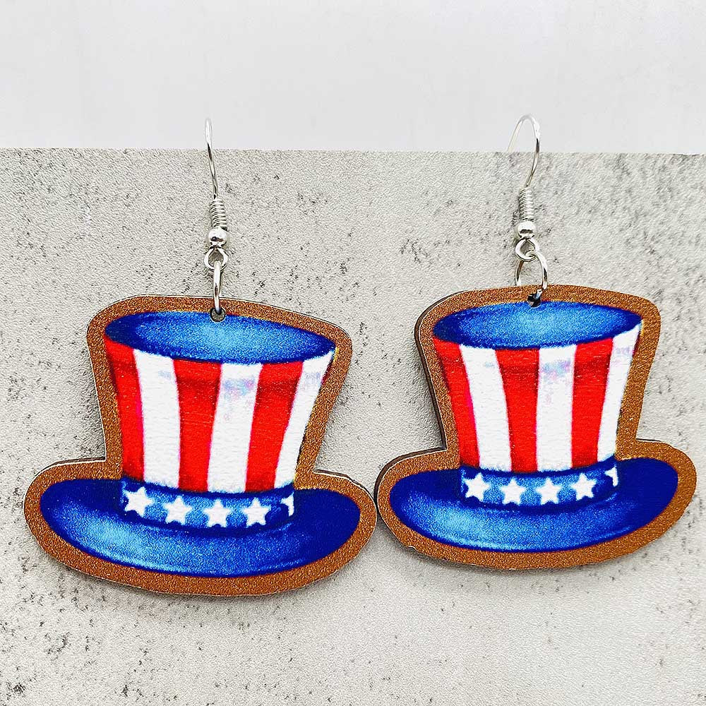 Wholesale American Independence Day Earrings Wooden Earrings ACC-ES-Cheny011