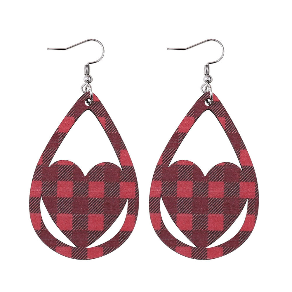 Wholesale Plaid Striped Love Water Drop Earrings ACC-ES-ChuLian123