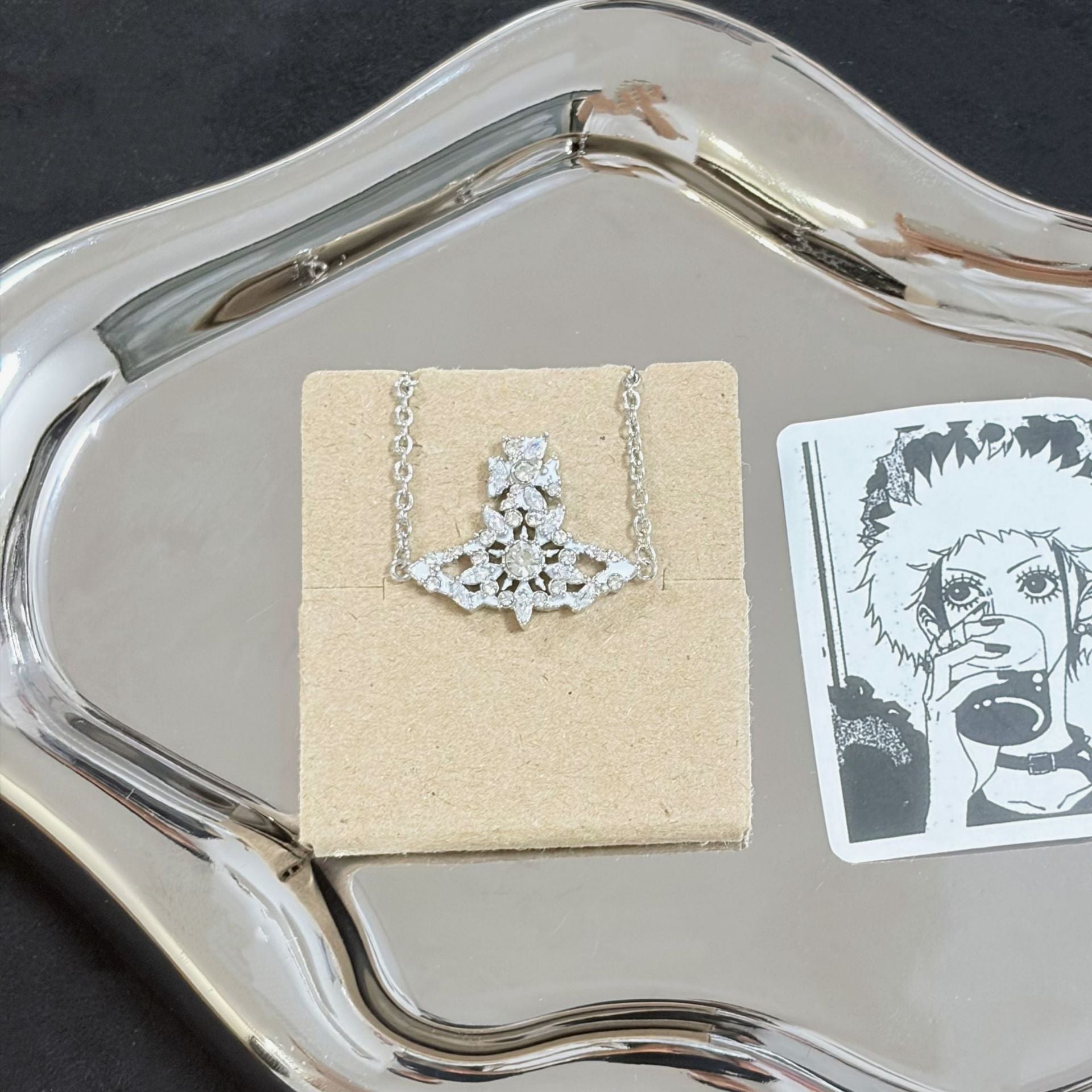 Wholesale Trendy Snowflake Pendant Necklace Enamel Ice Crystal Collarbone Chain Party Jewelry Gift Accessory