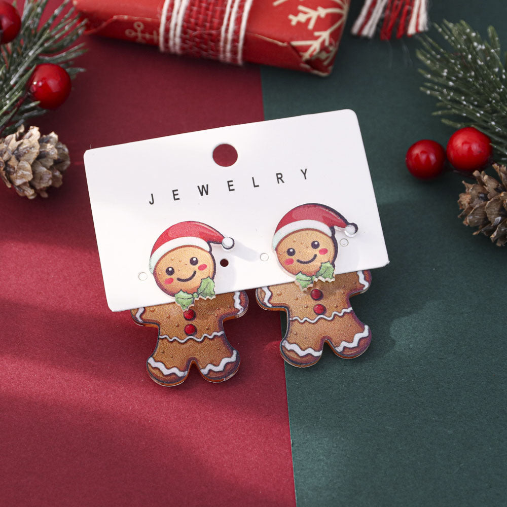 Wholesale Cute cartoon front and back Christmas stud earrings
