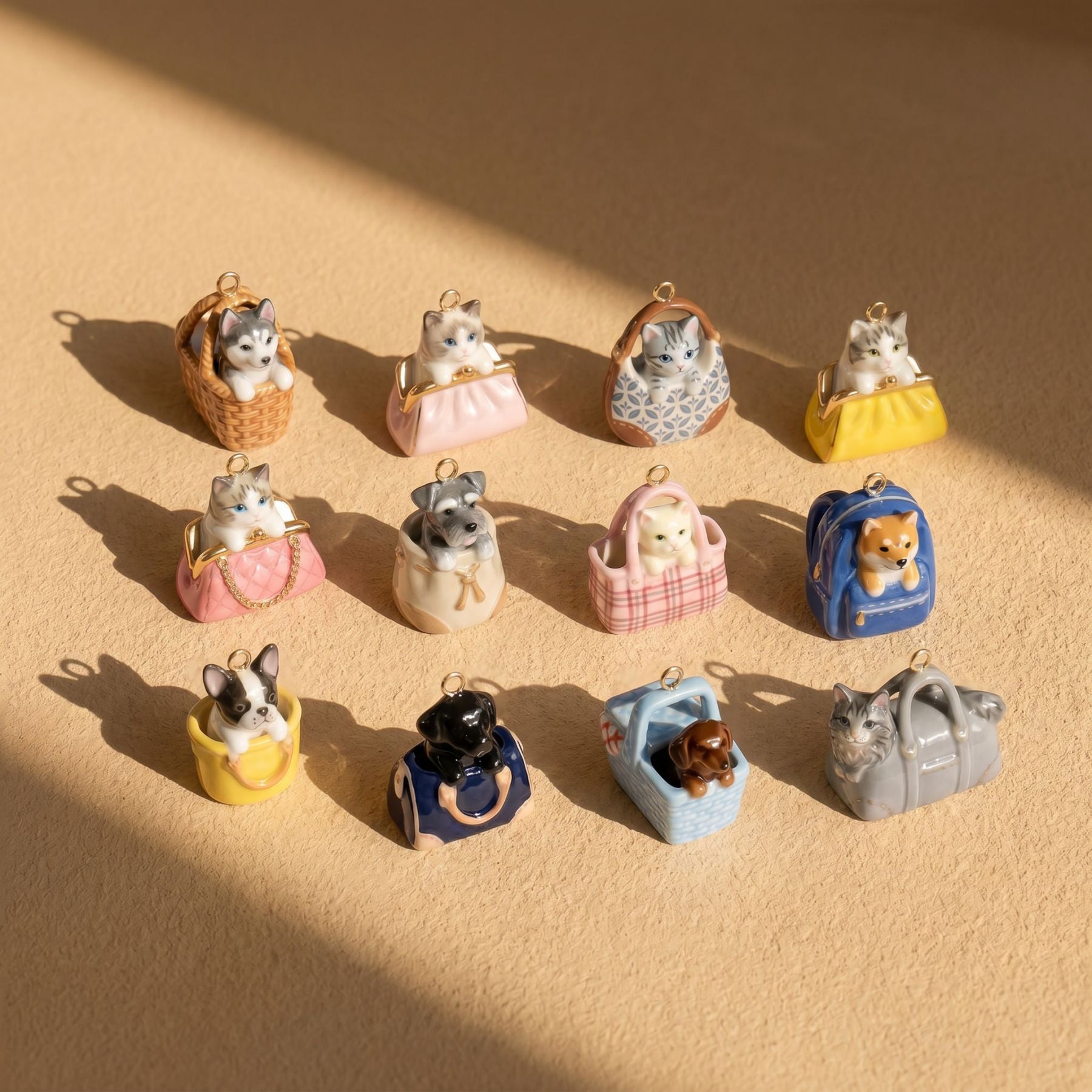 Wholesale Cross-Border European and American Independent Website Hot-Selling Cartoon Animal Bag Pendants,  Colorful Spray-Painted Cute Little Accessories Featuring Puppies and Cats