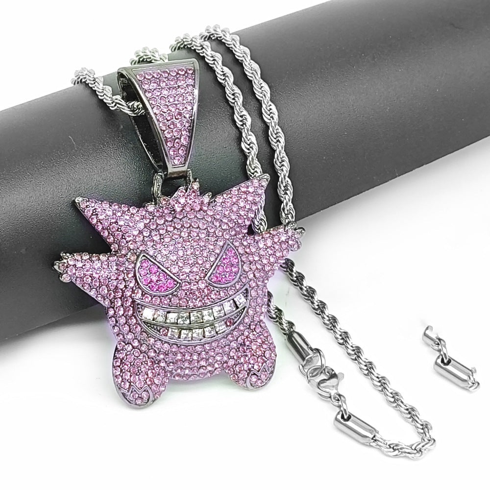 Wholesale Personality funny elf Geng ghost gray wolf cartoon micro  necklace