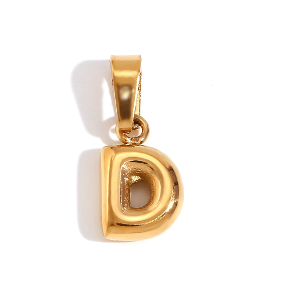 Wholesale Stainless Steel Plated 18K Gold Mini Bubble Lettering Pendant ACC-NE-Mengj001