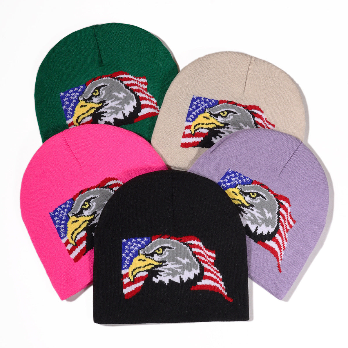 Wholesale White Head Sea Eagle Jacquard Knitted Hat Beanie