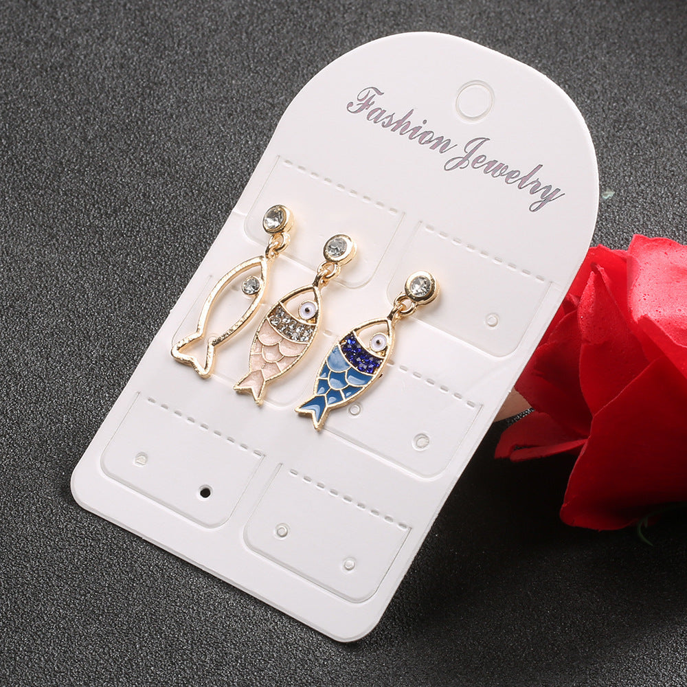 Wholesale Bohemian Fashion Personalized Diamond Hollow Fish  Earrings