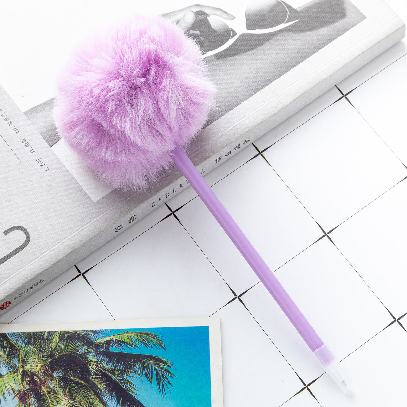 Wholesale Creative Plastic Hair Ball Pen Cartoon Cute ACC-PN-HuaHao009