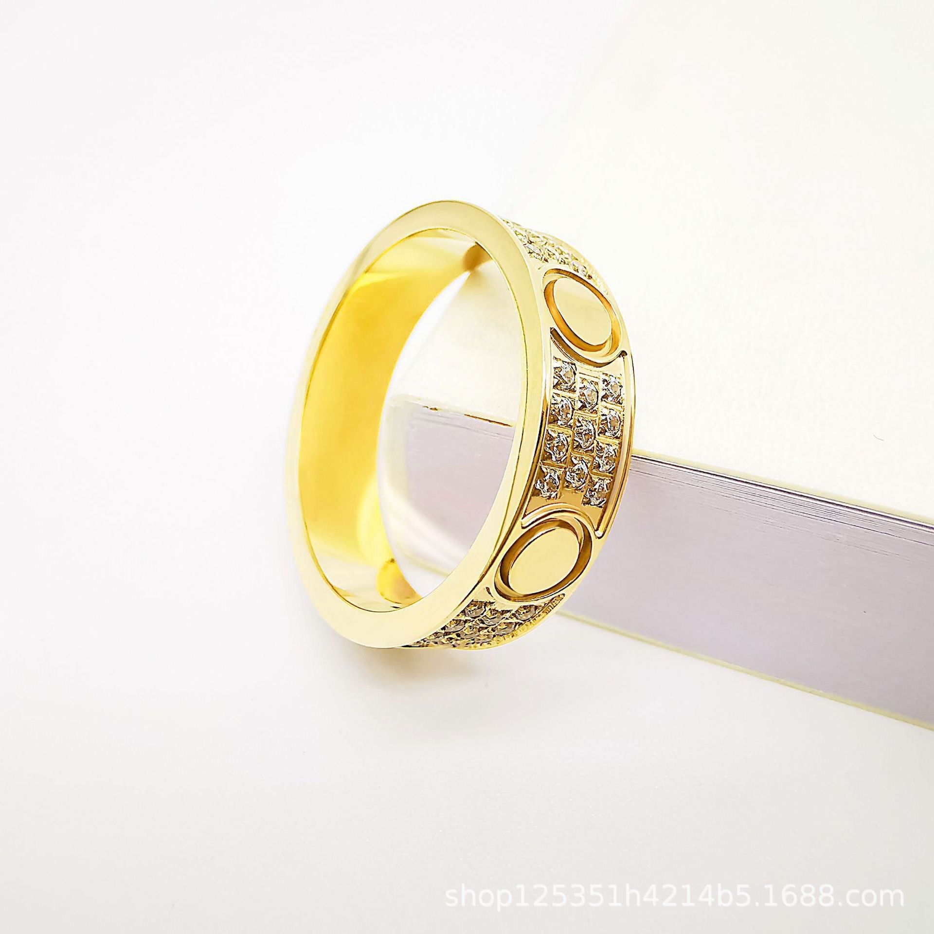 Wholesale Fashion Titanium Steel Starry Rose Gold Diamond-Encrusted Couple Ring Jewelry Accessory