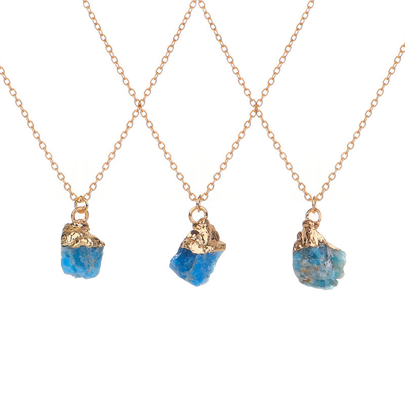 Wholesale Colored Natural Stone Irregular Birthstone Crystal Alloy Necklace ACC-NE-ZhuangZ005