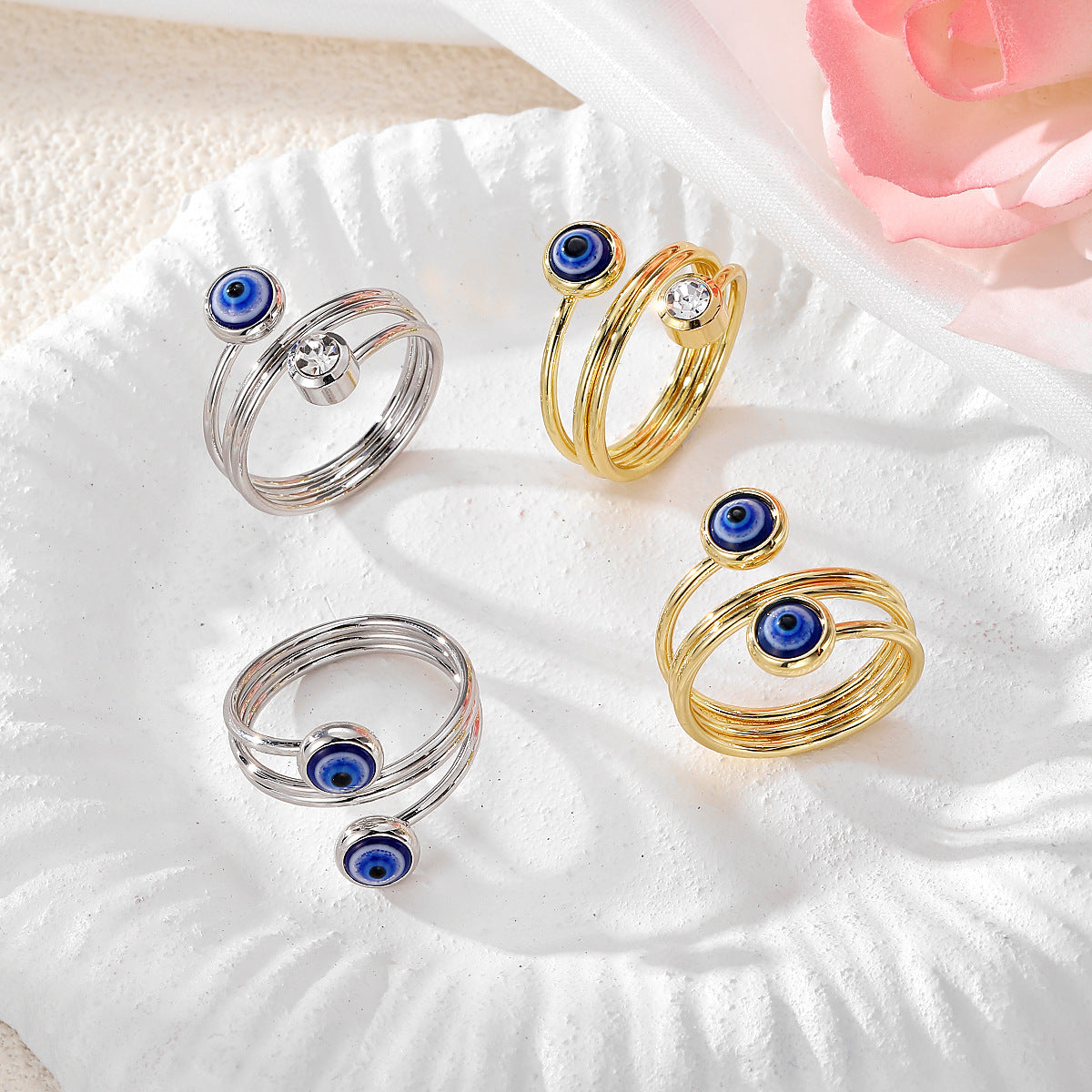 Wholesale blue eye ring devil' s eye opening adjustable ring