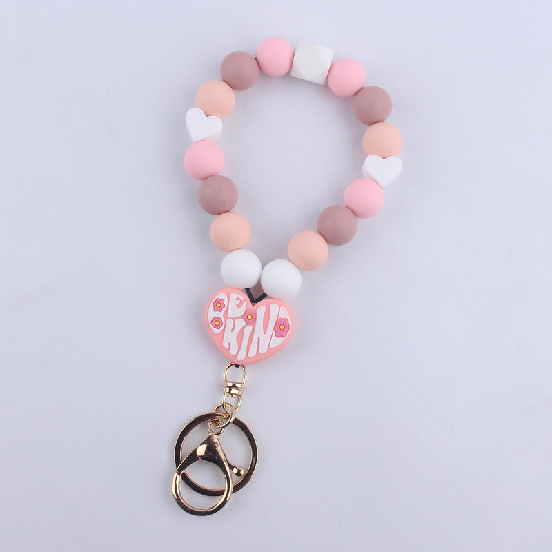 Wholesale Heart-shaped Silicone Bead Wrist Keychain ACC-KC-GuangTian004
