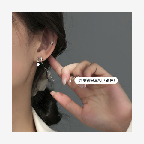 Wholesale Korean-Style Round Hoop Earrings Silver-Plated Diamond Studded Trendy Jewelry For Women Everyday Wear