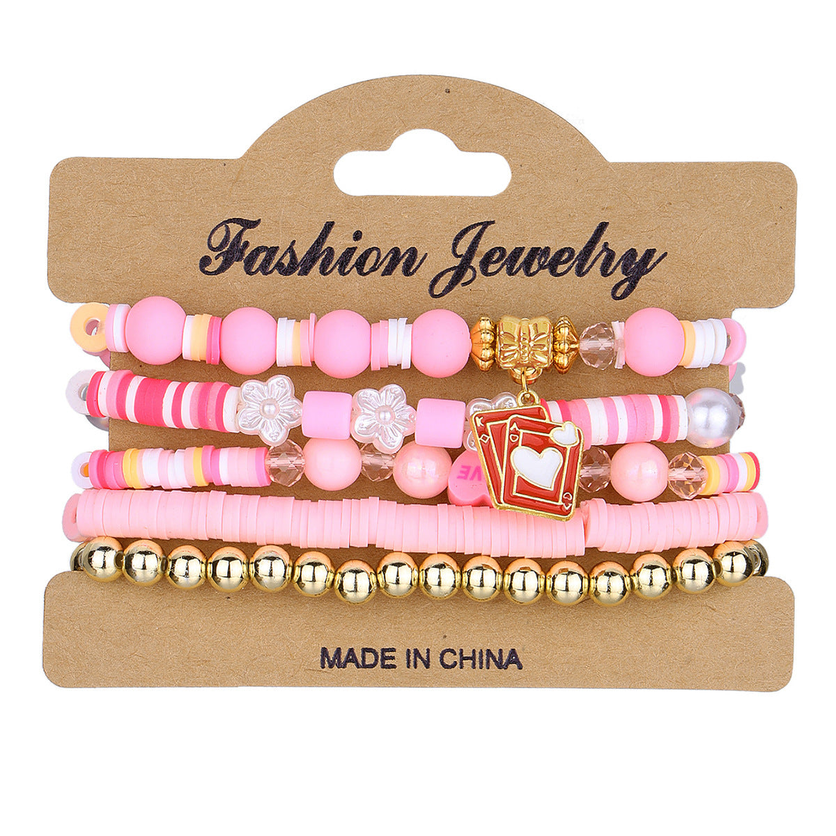 Wholesale LOVE Heart Shaped Polymer Clay Bead Bracelet Multi Layer Stretch Elastic Valentine S Day Gift Chic Jewelry Accessory For Boutique Resale