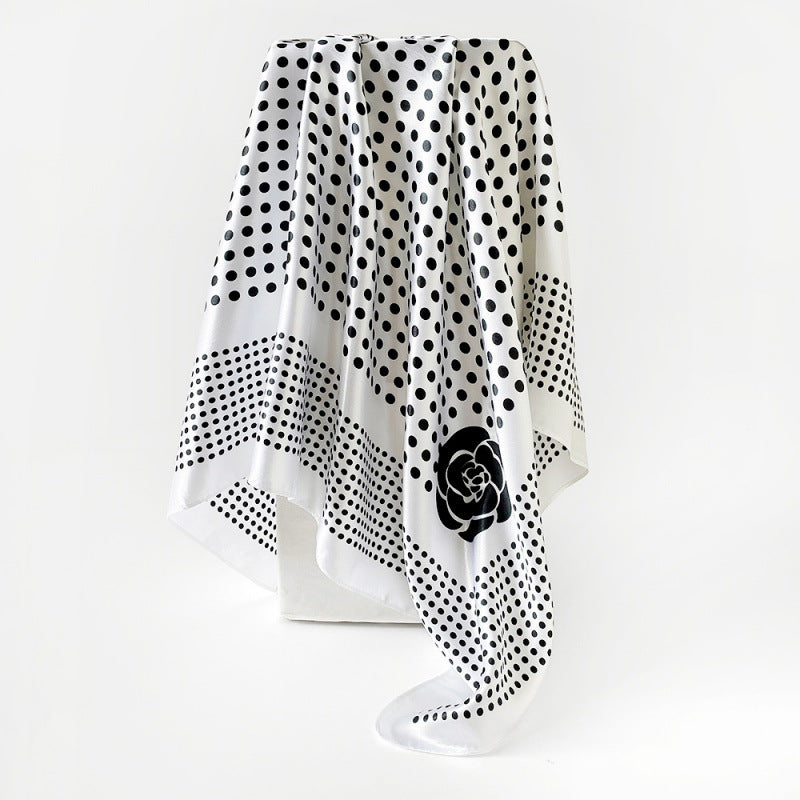 Wholesale Dot Silk Scarf 90cm Turban Silk Satin Scarf
