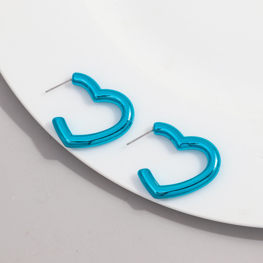 Wholesale Electroplating colorful peach heart acrylic earrings