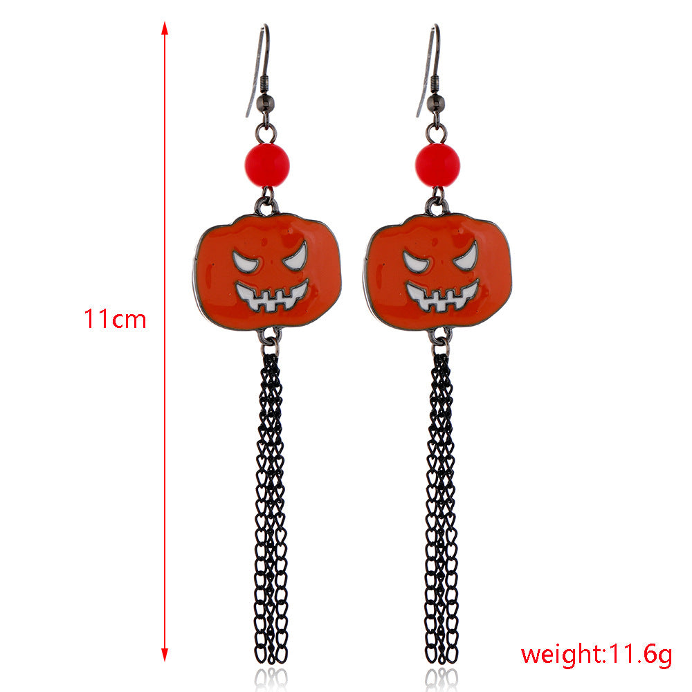 Wholesale Halloween Series Earrings Horror Funny Personality Skull Spider Pumpkin Alloy Drop Oil Earrings