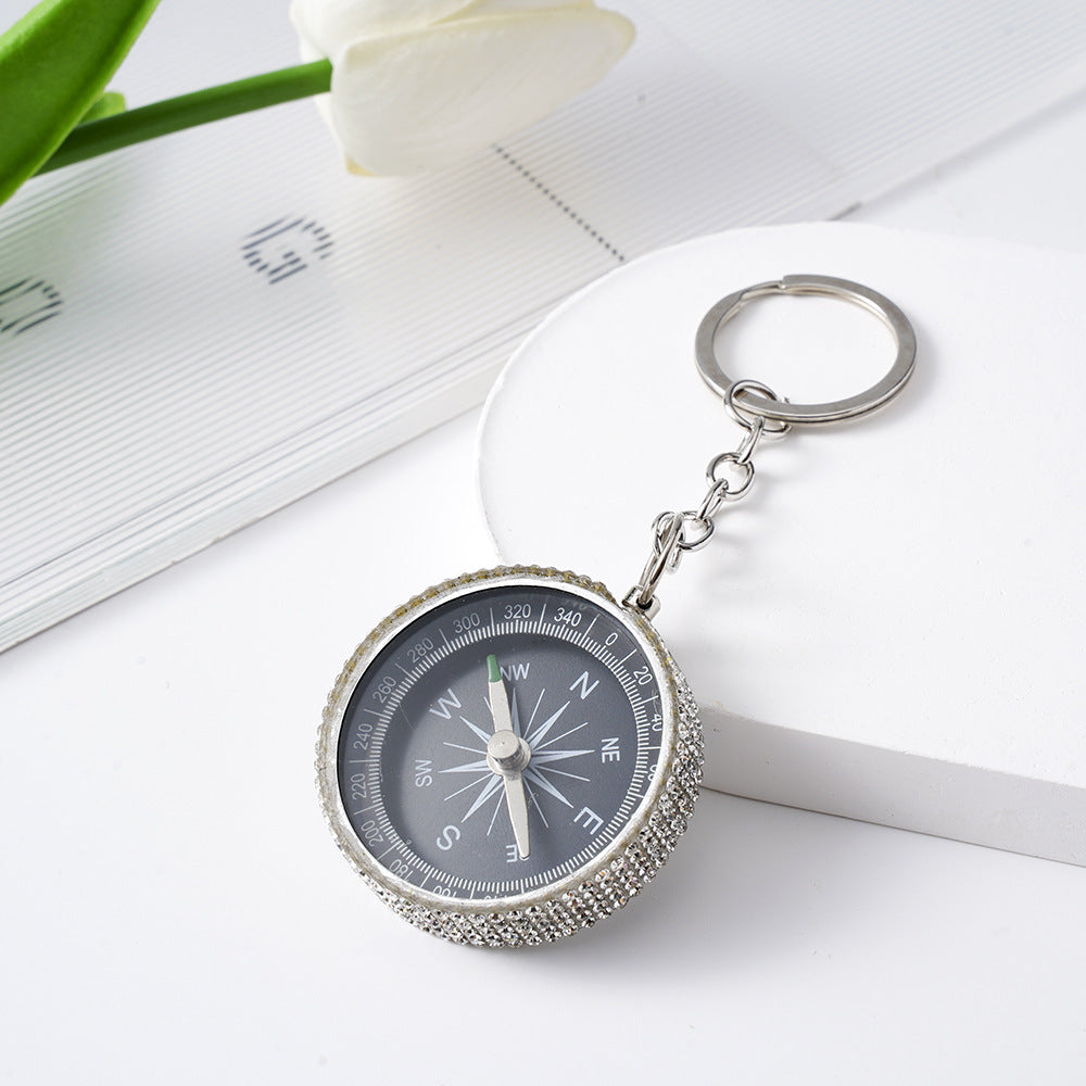 Wholesale Rhinestone Outdoor Mini Aluminum Alloy Compass Keychain Keychains Accessories ACC-KC-ZhiYa011