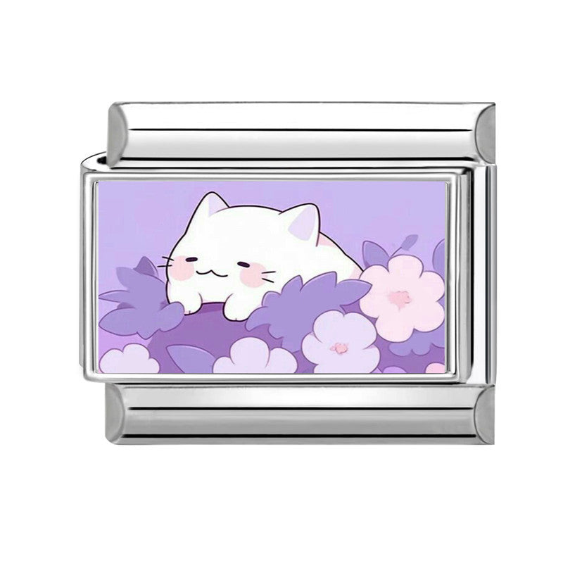 Wholesale Hearts and Love Italian Charms flowers DIY  Single Section Creative Stainless Steel Composable Bracelet