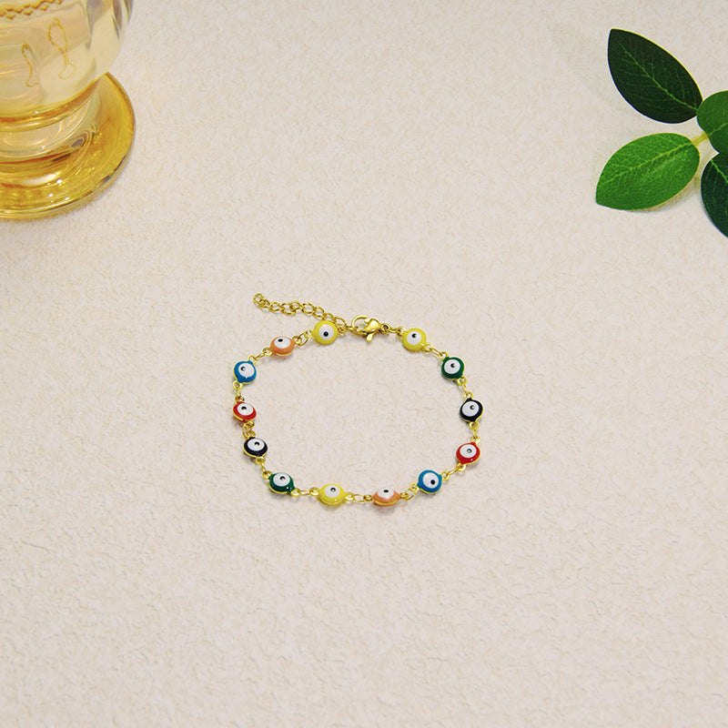 Wholesale 18K Colorful Devil's Eye Titanium Steel Bracelet