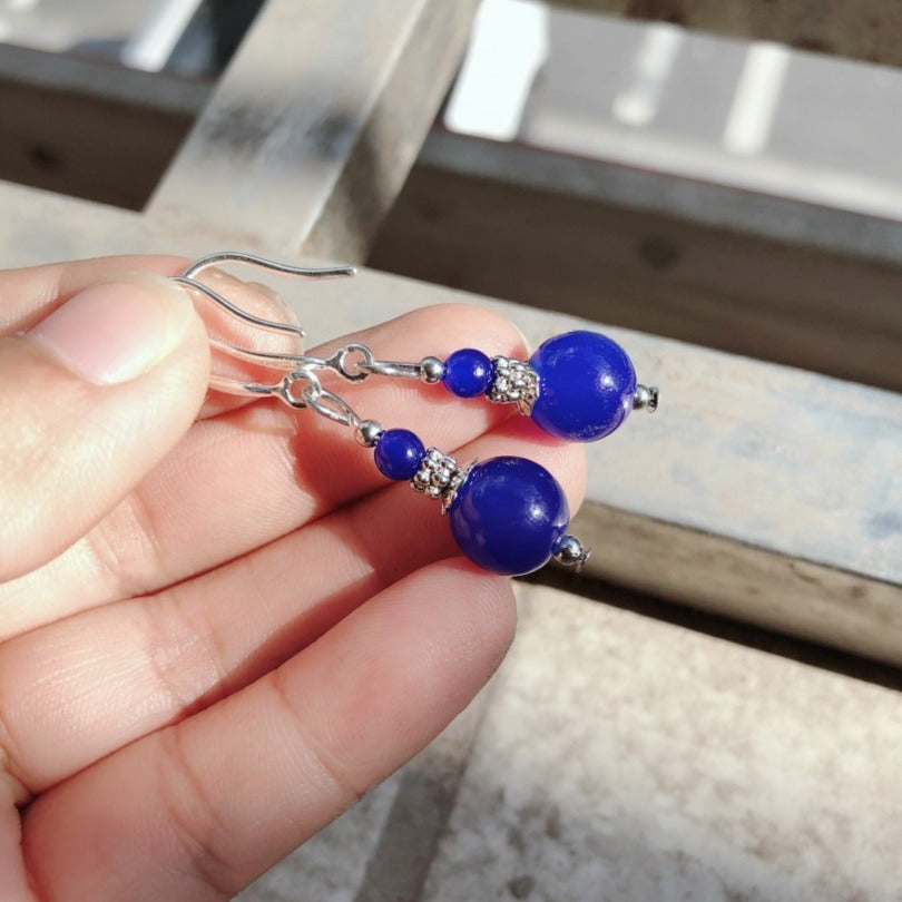 Wholesale  shell beads 8-12mm blue lapis lazuli round beads pendant earrings
