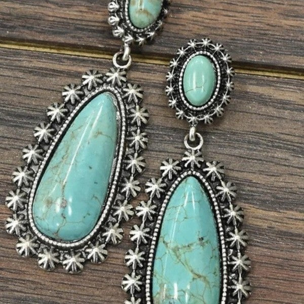 Wholesale Vintage style turquoise pendant earrings alloy jewelry perfect for parties. Turquoise NecklaceTurquoise Necklace