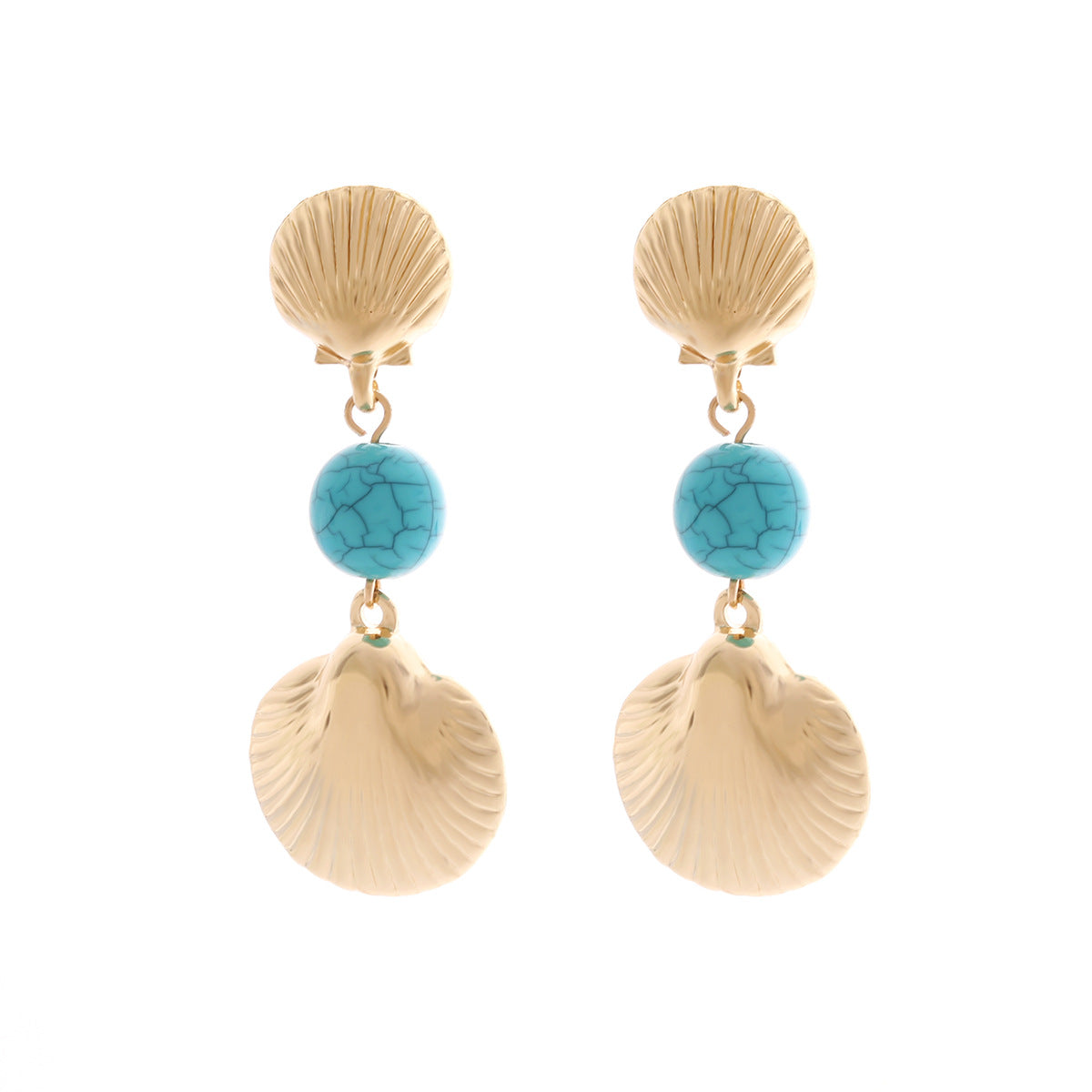 Wholesale Shell and Turquoise Texture Earrings Bohemian Multi-Layer for Women