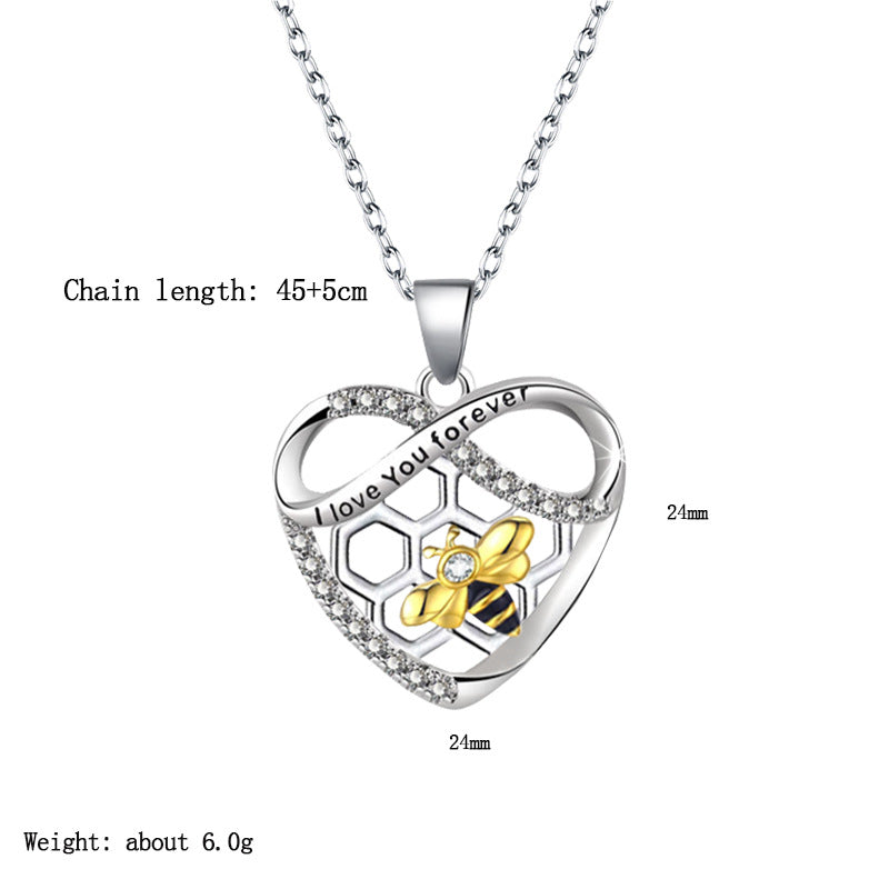 Wholesale Infinite Love Honeycomb Bee Heart Shape Alloy Necklace ACC-NE-XunOu005