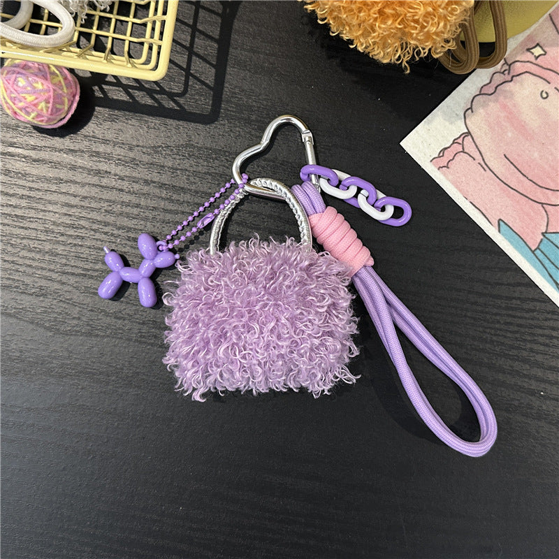 Wholesale Plush small bag lanyard keychain