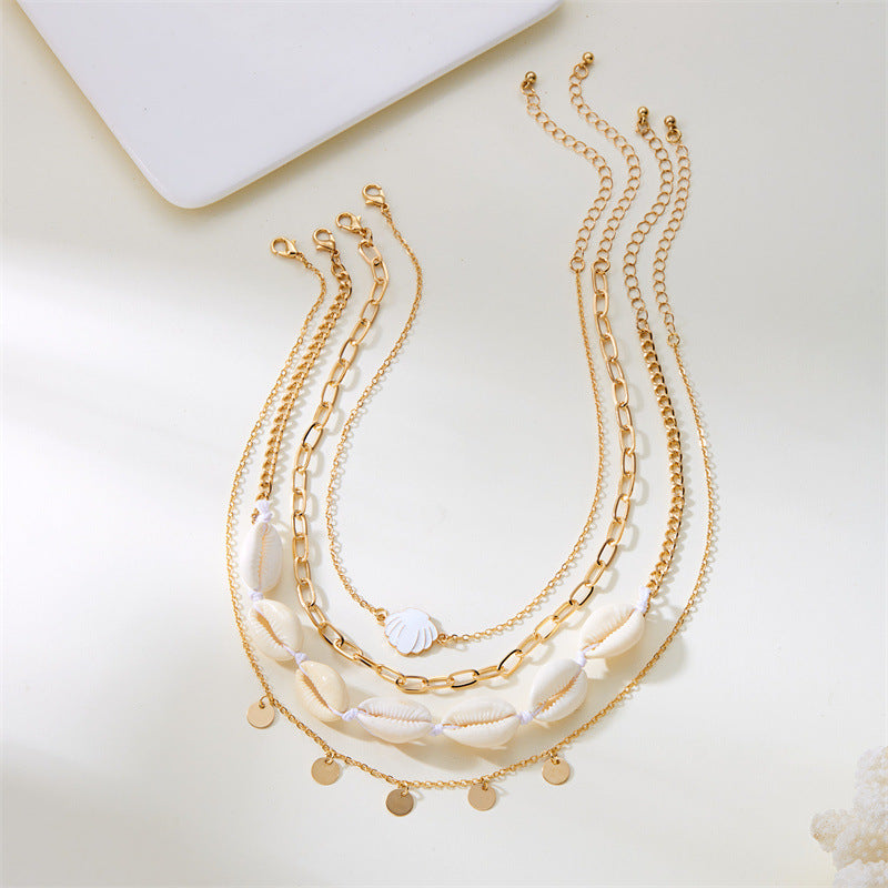 Wholesale  Fashion Exaggerated Irregular Pearl Shell Starfish Necklace