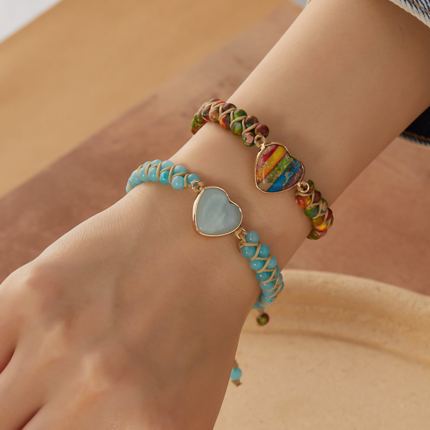 Wholesale hand-woven double-layer winding stone bracelet