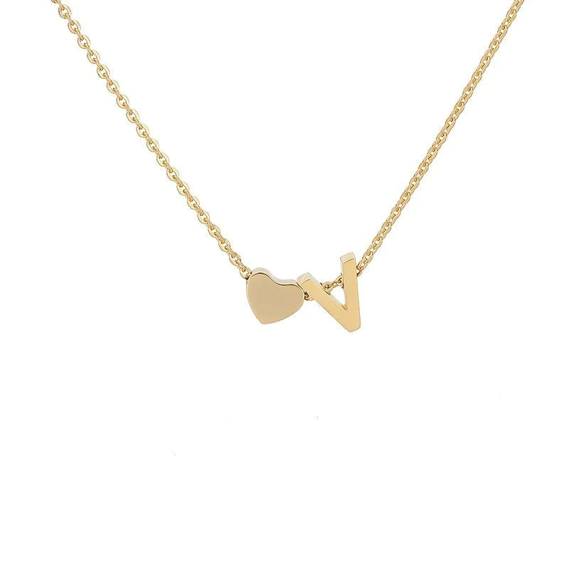 Wholesale Trendy Heart Letter Love Necklace Titanium Steel Gold Inlaid Fashion Jewelry Accessory