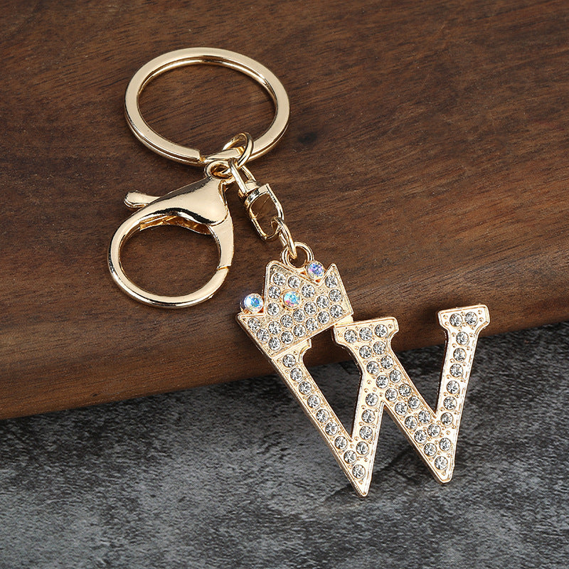 Wholesale Zinc alloy flash drill letter keychain
