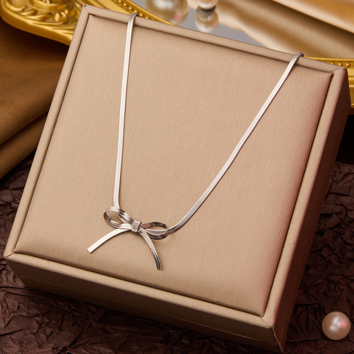 Wholesale Bow Heart Starfish Fashion Light Luxury Necklaces Titanium Steel Necklace ACC-NE-XuHao006