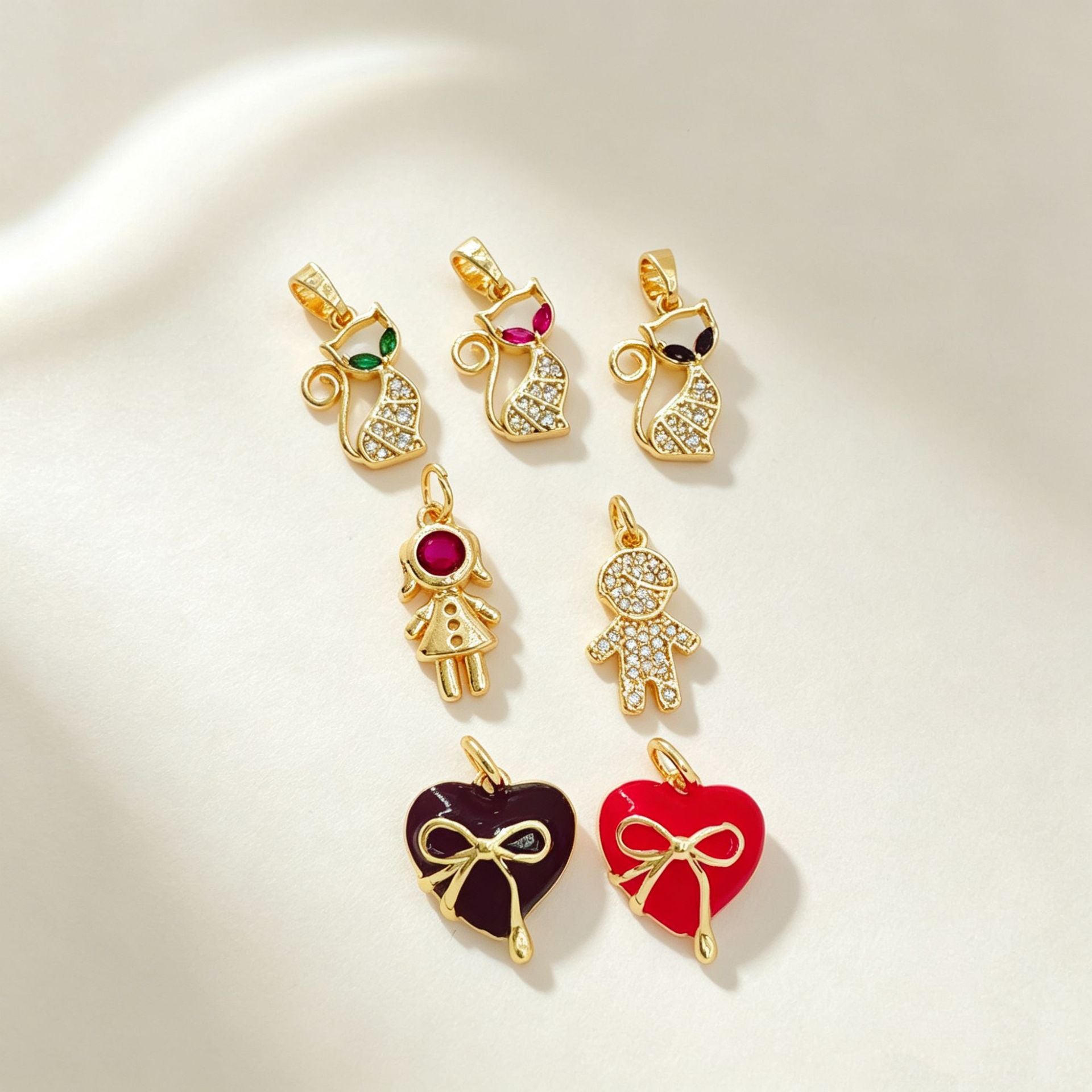 Wholesale Gold Plated Copper Cat Heart Pendant Necklace Sweet Girl Jewelry Accessory